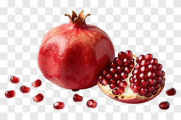 Whole And Halved Pomegranate With Seeds PNG