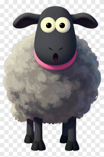 Surprised Sheep With Pink Collar PNG
