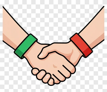 Handshake With Green And Red Wristbands PNG