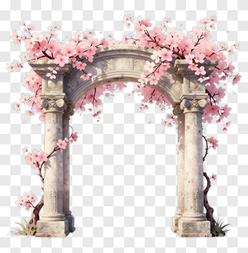 Stone Archway With Cherry Blossoms PNG