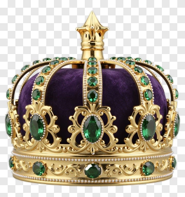 Golden Crown With Emerald Gems PNG