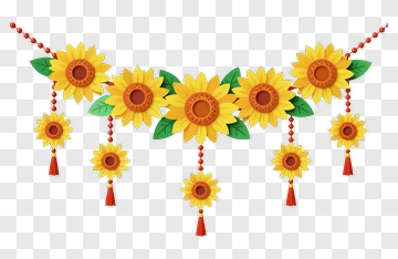 Sunflower Garland With Tassels PNG