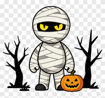 Cartoon Mummy With Pumpkin PNG