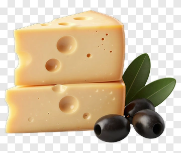 Cheese With Olive And Leaf PNG