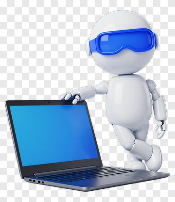 Robot Using Laptop PNG