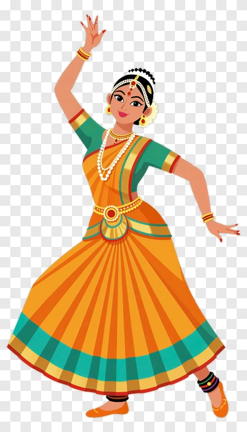 Graceful Indian Dancer In Traditional Attire PNG