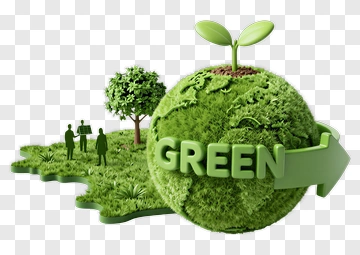 Green Earth With Plant And Arrow PNG