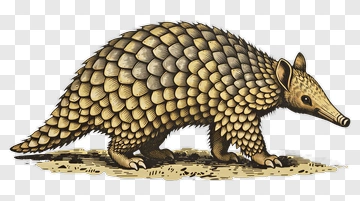 Illustrated Armadillo With Scales PNG