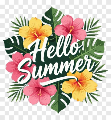 Hello Summer Tropical Design PNG