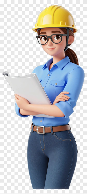 Female Engineer Holding Blueprints PNG