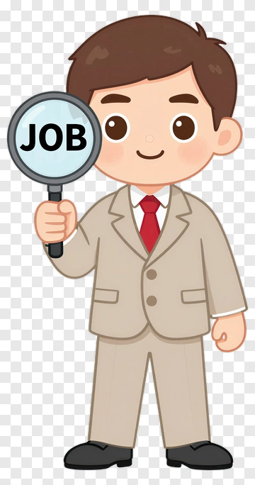 Man Holding Magnifying Glass With Job PNG