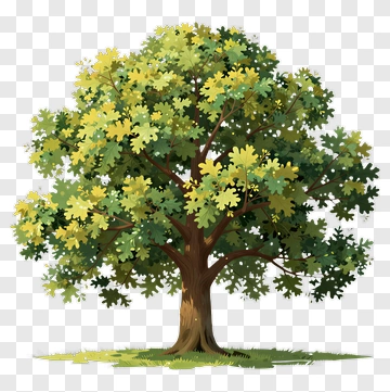 Tree With Green And Yellow Leaves PNG