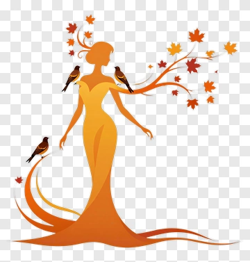 Woman With Tree And Birds PNG