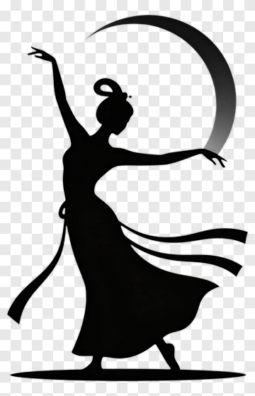 Silhouette Of A Dancer With Moon PNG