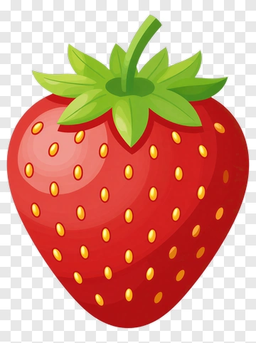 Red Strawberry With Green Leaf PNG