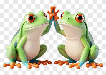 Two Frogs High Fiving PNG