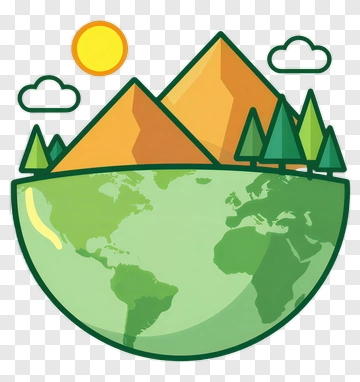 Earth With Mountains Sun And Trees PNG