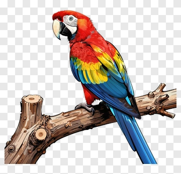 Red And Blue Macaw Perched On Branch PNG
