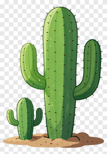 Two Cacti In A Desert Scene PNG