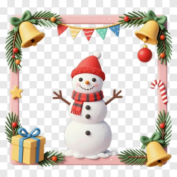 Snowman With Festive Decorations PNG