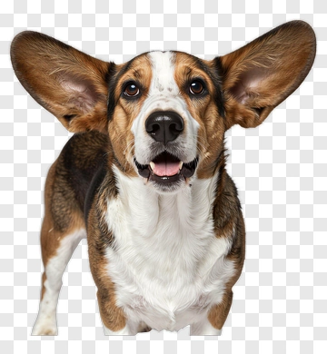Beagle With Large Ears Looking Up PNG