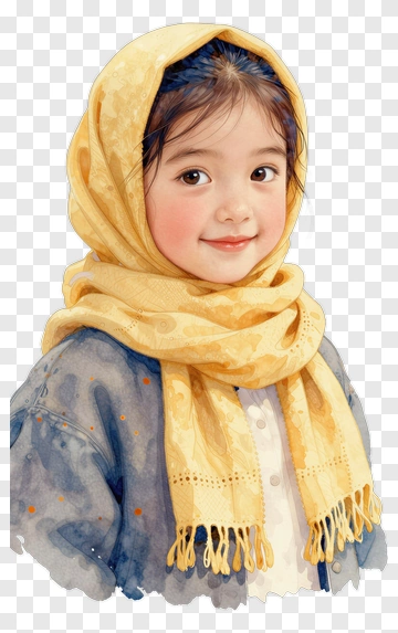 Child With Yellow Headscarf PNG