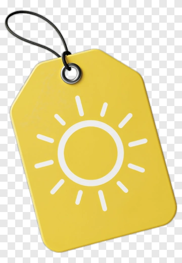 Yellow Price Tag With Sun Icon PNG