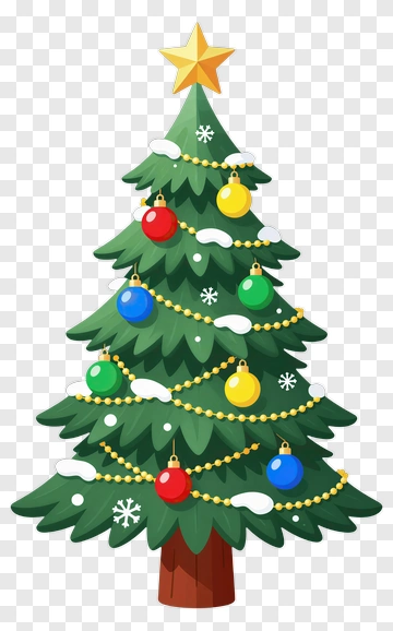 Decorated Christmas Tree With Ornaments PNG