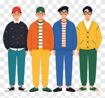 Four Men In Casual Outfits PNG