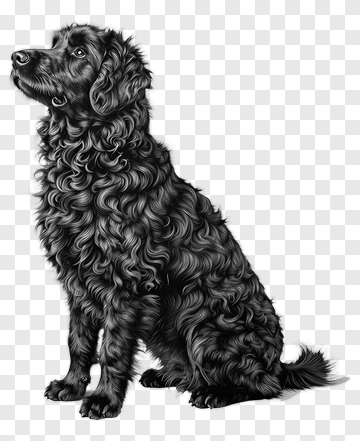 Curly Coated Dog Sitting PNG