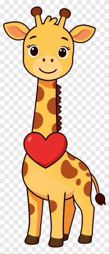 Cute Giraffe Holding Heart PNG