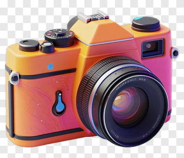 Vibrant Orange And Pink Camera PNG