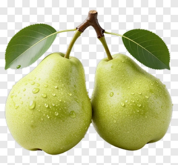 Two Fresh Pears With Leaves PNG