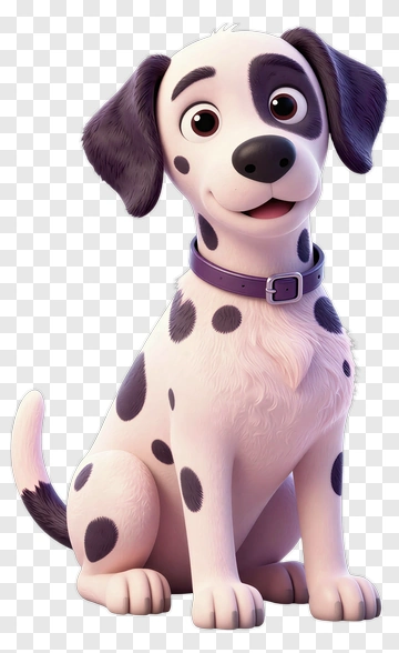 Adorable Dalmatian Dog With Purple Collar PNG