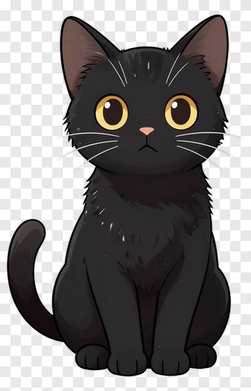 Black Cat Sitting PNG