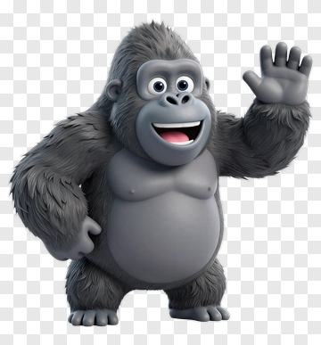 Cartoon Gorilla Waving PNG