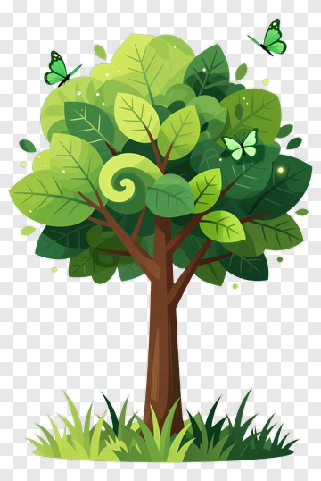 Tree With Butterflies PNG