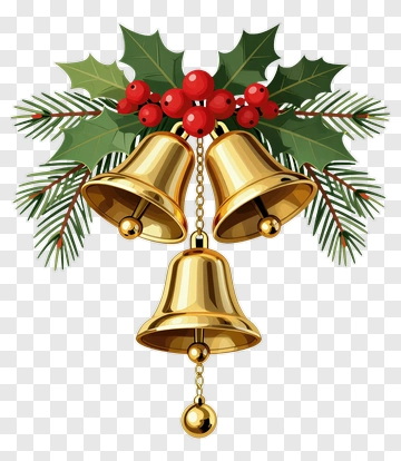 Golden Bells With Holly Berries PNG