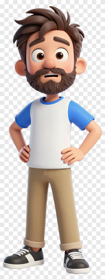 Cartoon Man With Beard And Shirt PNG