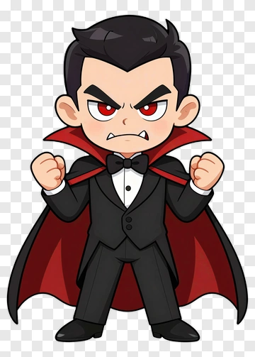 Angry Vampire Cartoon Character PNG