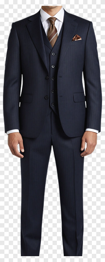 Man In Navy Pinstripe Suit PNG