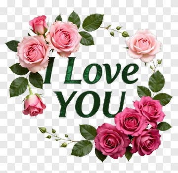 I Love You With Pink Roses PNG