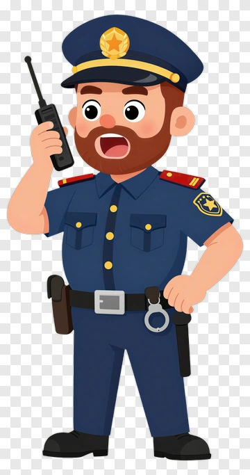 Police Officer Holding Walkie-Talkie PNG