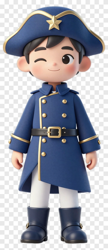 Cute Boy Soldier In Blue Uniform PNG