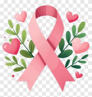 Pink Ribbon With Hearts And Leaves PNG