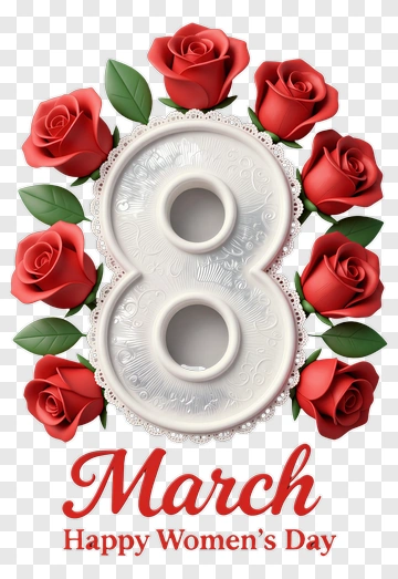 Number Eight Roses For Women's Day PNG