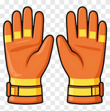 Orange Gloves With Yellow Stripes PNG