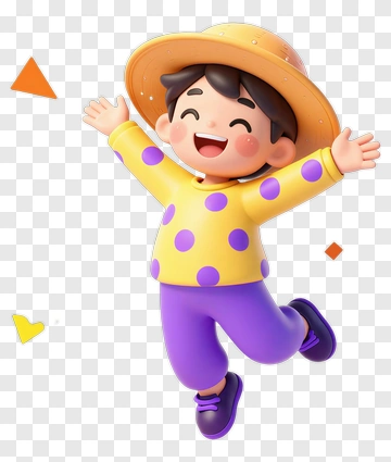 Happy Jumping Child In Polka Dot Outfit PNG