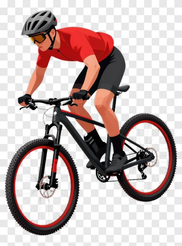 Mountain Biker In Red Gear PNG