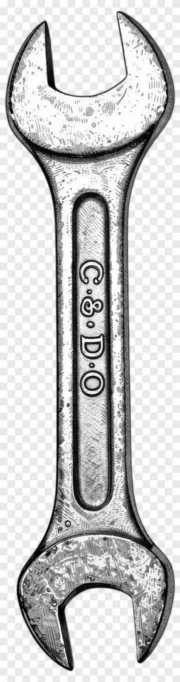 Hand-Drawn Silver Wrench PNG